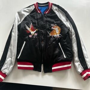 Japanese Sukajan Souvenir Reversible  Embroidered Bomber Jacket